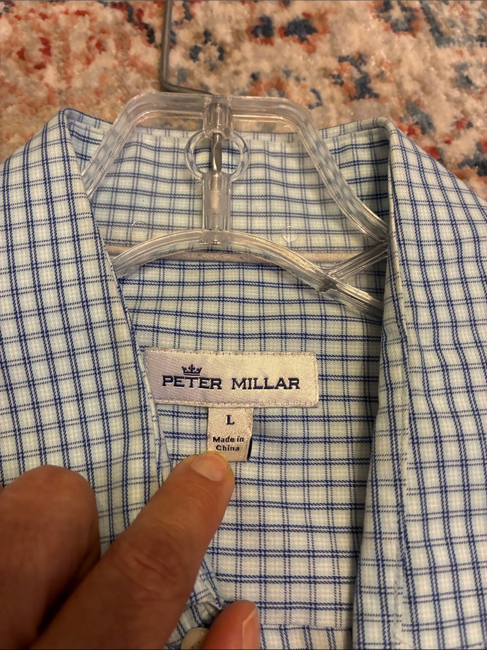Peter Millar Light Blue Windowpane Casual Button-Down Shirt